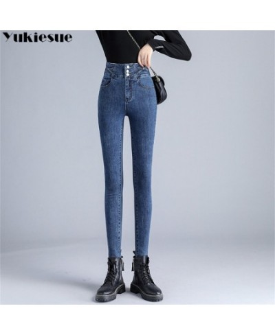 Winter Casual Fashion Denim Pencil Pants Thick Velvet Women High Waist Skinny Jeans Fleece Warm Slim retro Fit Stretch Ladies...