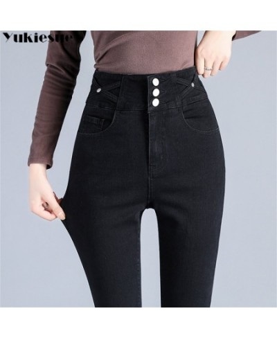 Winter Casual Fashion Denim Pencil Pants Thick Velvet Women High Waist Skinny Jeans Fleece Warm Slim retro Fit Stretch Ladies...