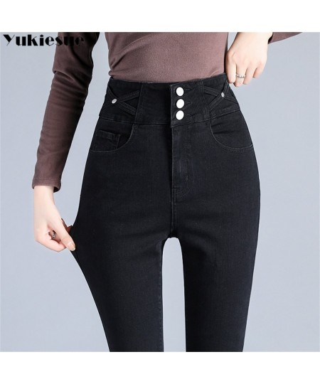 Winter Casual Fashion Denim Pencil Pants Thick Velvet Women High Waist Skinny Jeans Fleece Warm Slim retro Fit Stretch Ladies...