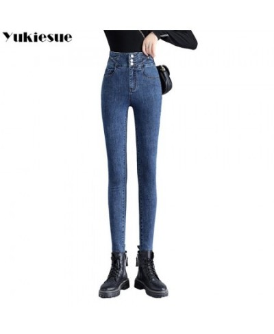 Winter Casual Fashion Denim Pencil Pants Thick Velvet Women High Waist Skinny Jeans Fleece Warm Slim retro Fit Stretch Ladies...