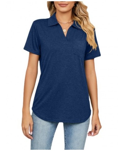 Women Short Sleeve Lapel Neck Solid T Shirt Tops $32.73 - Women Tops