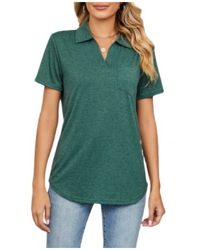 Women Short Sleeve Lapel Neck Solid T Shirt Tops $32.73 - Women Tops