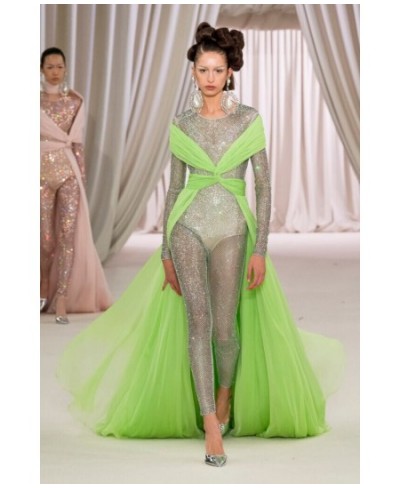 Spring Green Long Tulle Overlay Just 5 Layer Tulle Women Bridal Tutu Tulle Detachable Train Over Wrap Skirt Maxi Skirt $62.26...