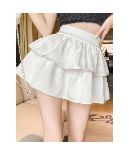 Ruffled High Waist A-line White Halfskirt Women's Summer 2022 New Design Sense Small Size Short Skirt $28.80 - Skirts