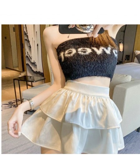 Ruffled High Waist A-line White Halfskirt Women's Summer 2022 New Design Sense Small Size Short Skirt $28.80 - Skirts