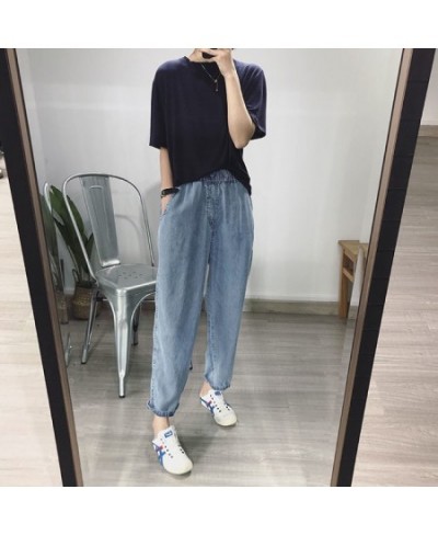 Women Harem Loose Elastic High Waist Jeans Plus Size Lady Fashion Jeans Summer Straight Jeans Ankle-Length Casual Pants U243 ...