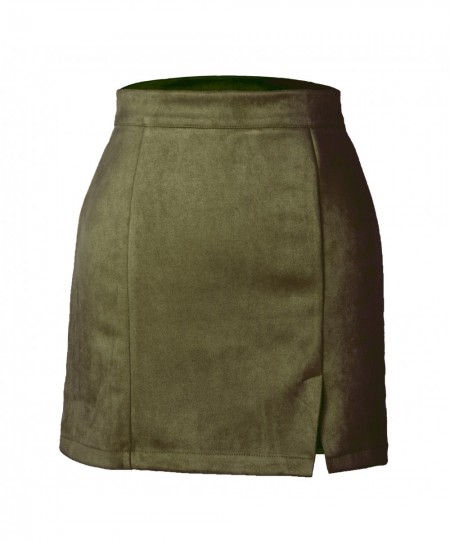 2022 Autumn and Winter Women's Suede Bag Hip Skirt High Waist Skirts with Zipper A-line Solid Colors Jupe Taille Haute $23.32...