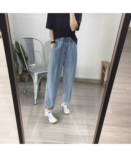 Women Harem Loose Elastic High Waist Jeans Plus Size Lady Fashion Jeans Summer Straight Jeans Ankle-Length Casual Pants U243 ...