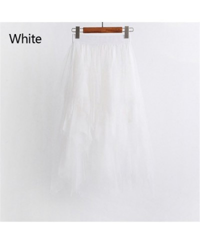 Women Mesh Adult Tulle Skirt Elastic High Waist Layered Pleated Ladies Midi Skirt Summer Women Tulle Mesh Skirt $24.90 - Skirts