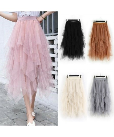 Women Mesh Adult Tulle Skirt Elastic High Waist Layered Pleated Ladies Midi Skirt Summer Women Tulle Mesh Skirt $24.90 - Skirts