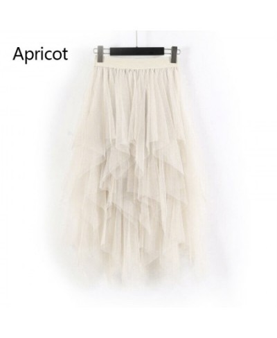 Women Mesh Adult Tulle Skirt Elastic High Waist Layered Pleated Ladies Midi Skirt Summer Women Tulle Mesh Skirt $24.90 - Skirts