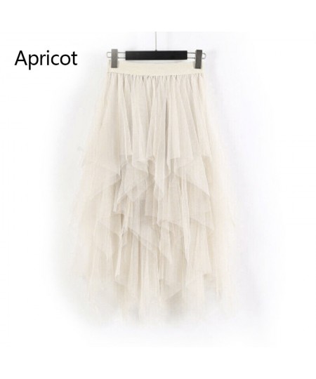 Women Mesh Adult Tulle Skirt Elastic High Waist Layered Pleated Ladies Midi Skirt Summer Women Tulle Mesh Skirt $24.90 - Skirts