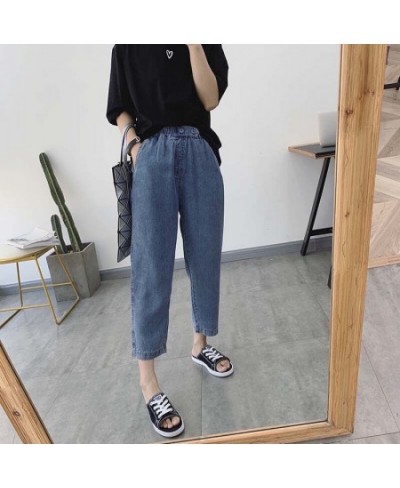 Women Harem Loose Elastic High Waist Jeans Plus Size Lady Fashion Jeans Summer Straight Jeans Ankle-Length Casual Pants U243 ...