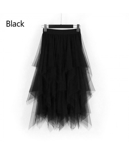 Women Mesh Adult Tulle Skirt Elastic High Waist Layered Pleated Ladies Midi Skirt Summer Women Tulle Mesh Skirt $24.90 - Skirts