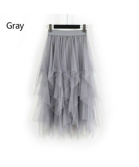 Women Mesh Adult Tulle Skirt Elastic High Waist Layered Pleated Ladies Midi Skirt Summer Women Tulle Mesh Skirt $24.90 - Skirts