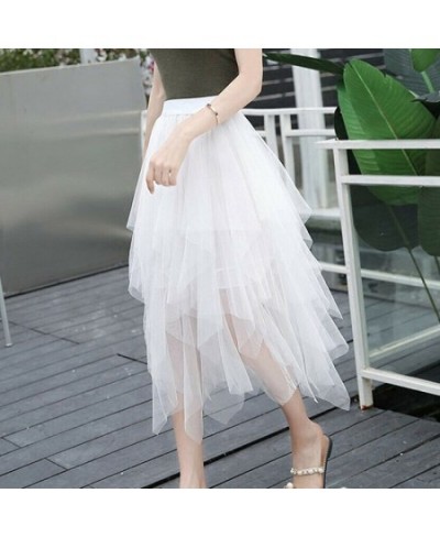 Women Mesh Adult Tulle Skirt Elastic High Waist Layered Pleated Ladies Midi Skirt Summer Women Tulle Mesh Skirt $24.90 - Skirts