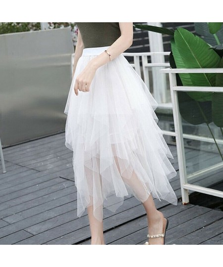 Women Mesh Adult Tulle Skirt Elastic High Waist Layered Pleated Ladies Midi Skirt Summer Women Tulle Mesh Skirt $24.90 - Skirts