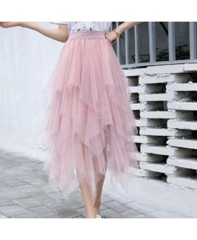 Women Mesh Adult Tulle Skirt Elastic High Waist Layered Pleated Ladies Midi Skirt Summer Women Tulle Mesh Skirt $24.90 - Skirts