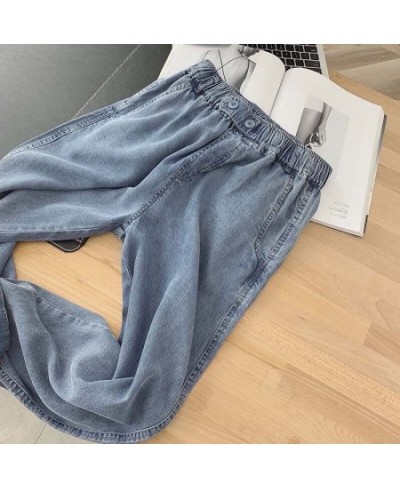 Women Harem Loose Elastic High Waist Jeans Plus Size Lady Fashion Jeans Summer Straight Jeans Ankle-Length Casual Pants U243 ...