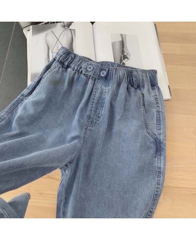 Women Harem Loose Elastic High Waist Jeans Plus Size Lady Fashion Jeans Summer Straight Jeans Ankle-Length Casual Pants U243 ...