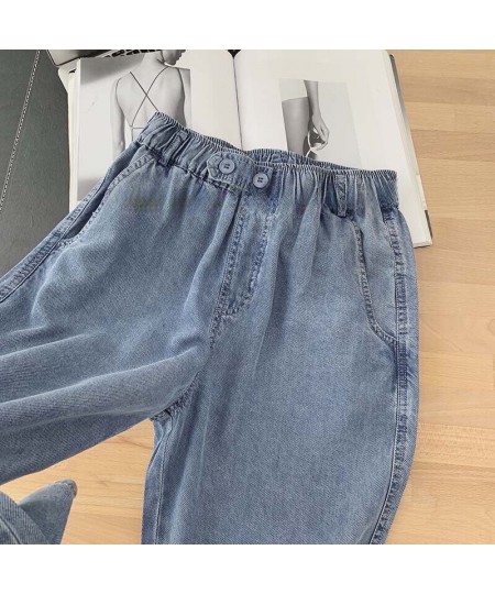 Women Harem Loose Elastic High Waist Jeans Plus Size Lady Fashion Jeans Summer Straight Jeans Ankle-Length Casual Pants U243 ...