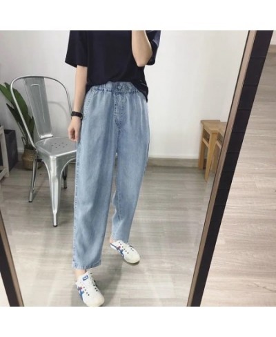 Women Harem Loose Elastic High Waist Jeans Plus Size Lady Fashion Jeans Summer Straight Jeans Ankle-Length Casual Pants U243 ...