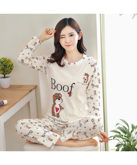 Autumn Winter New Long-Sleeved Pajamas Women's Casual Sleepwear Cute Cartoon Nightwear Women's Home Clothes Casual Nightgown ...