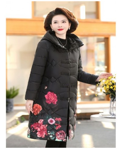 Women Winter Fashion Long Cotton Padded Coats Female Middle-aged Loose Warm Jackets Ladies Printed Hooded Overcoats $92.45 - ...