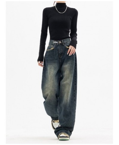 Y2K Women Vintage Streetwear Korean Baggy Blue Jeans High Waist Straight Wide Leg Pants Denim Trousers Fairy Grunge Alt Cloth...