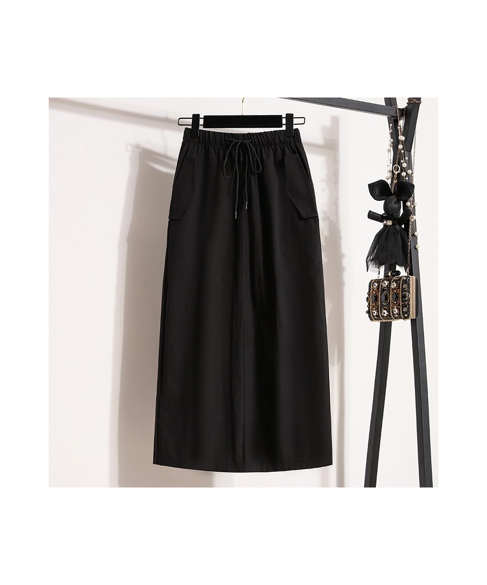 Black Grey Elastic Waist Midi Elegant High-Waisted Women'S Spring Autumn Winter Skirts Korean Style Fashion 2022 Harajuku $45...