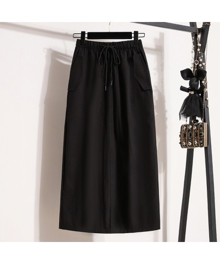 Black Grey Elastic Waist Midi Elegant High-Waisted Women'S Spring Autumn Winter Skirts Korean Style Fashion 2022 Harajuku $45...