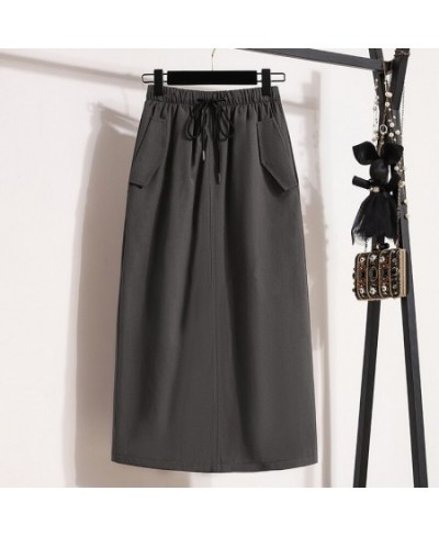 Black Grey Elastic Waist Midi Elegant High-Waisted Women'S Spring Autumn Winter Skirts Korean Style Fashion 2022 Harajuku $45...