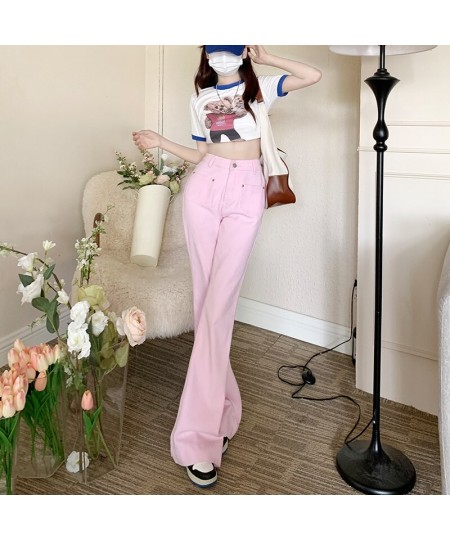 Pink Flared Jeans Women Japanese Cute Baggy Boyfriend Full Length Vintage Denim Pants 2022 New Long Female Trousers Y2K $44.8...