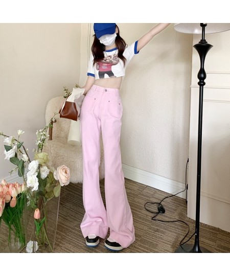 Pink Flared Jeans Women Japanese Cute Baggy Boyfriend Full Length Vintage Denim Pants 2022 New Long Female Trousers Y2K $44.8...