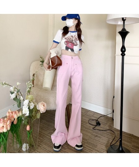 Pink Flared Jeans Women Japanese Cute Baggy Boyfriend Full Length Vintage Denim Pants 2022 New Long Female Trousers Y2K $44.8...