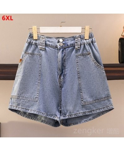 6XL 5XL denim shorts women loose summer plus size all-match large size wide leg pants Elastic Waist $48.57 - Bottoms